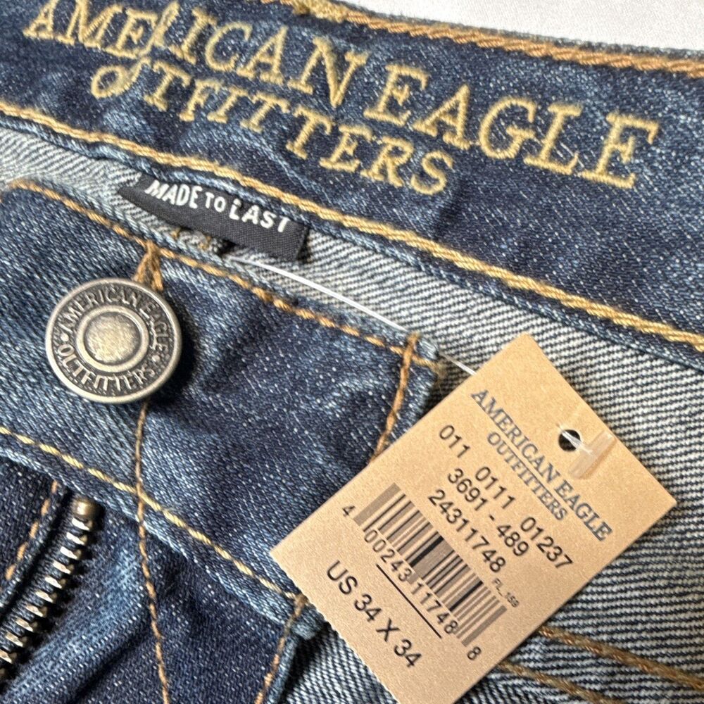 American Eagle Outfitters Original Straight Heritage Jean Medium Wash 34x34 9/16 - Picture 5 of 9